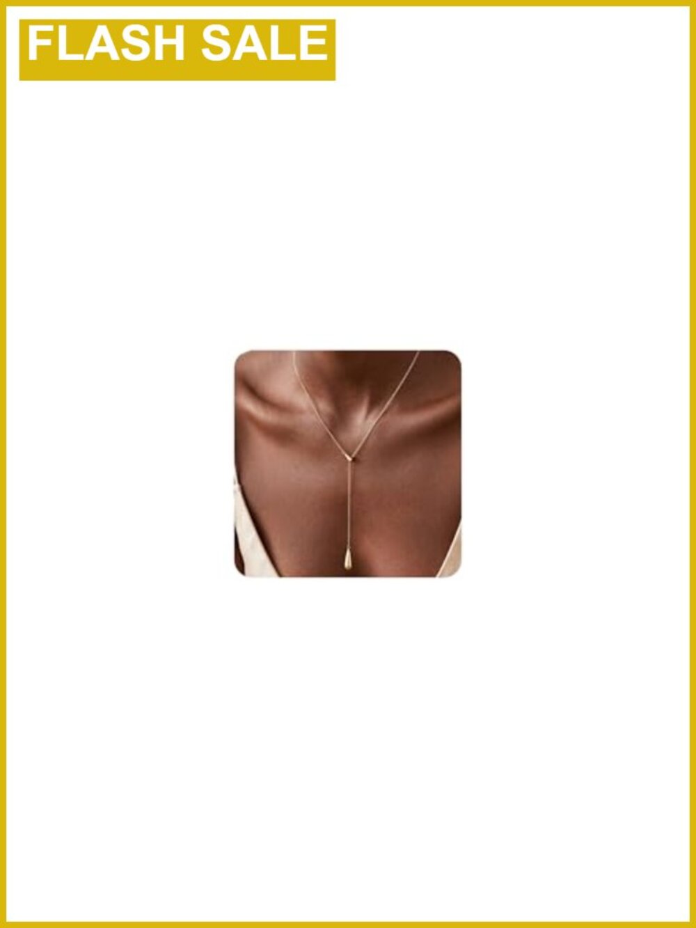 14K Gold Plated Lariat Necklace 19" Drop Pendant